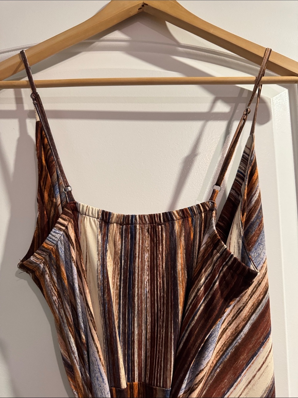 NWT Veronica M Brown & Cream Striped Asymmetrical Wrap Dress Size Medium - Picture 7 of 7